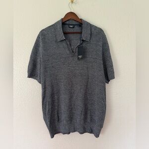 New Faherty Men’s SS Linen Sweater  Polo Shirt Size: XL